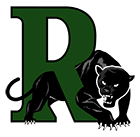 Rangely School District Logo - Large Green "R" with a black panther underneath