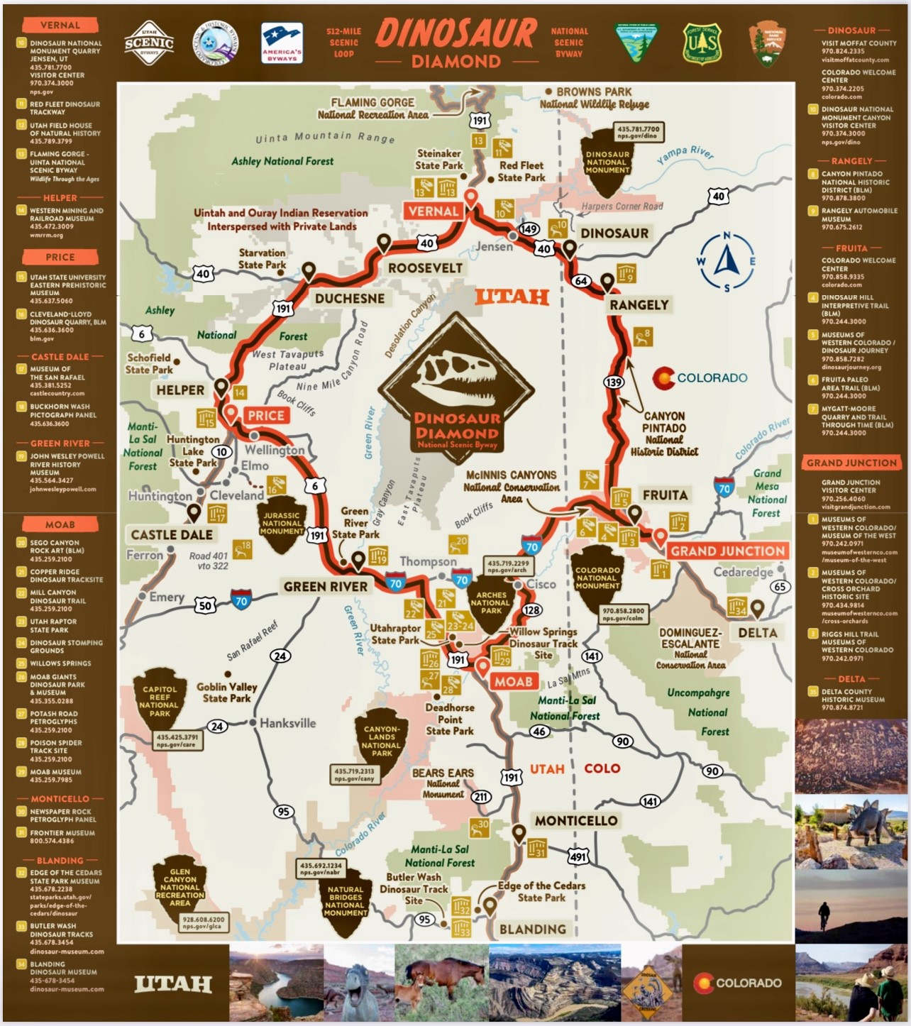 Map of Dinosaur Diamond Scenic Highway